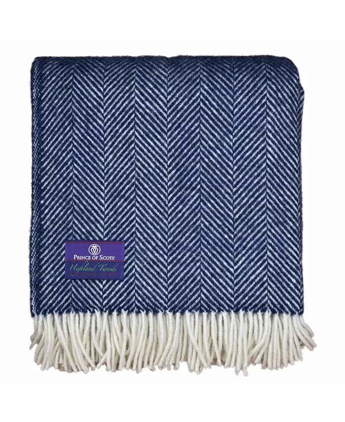 Prince of Scots Highland Tweed Herringbone Pure New Wool Throw - Intensery