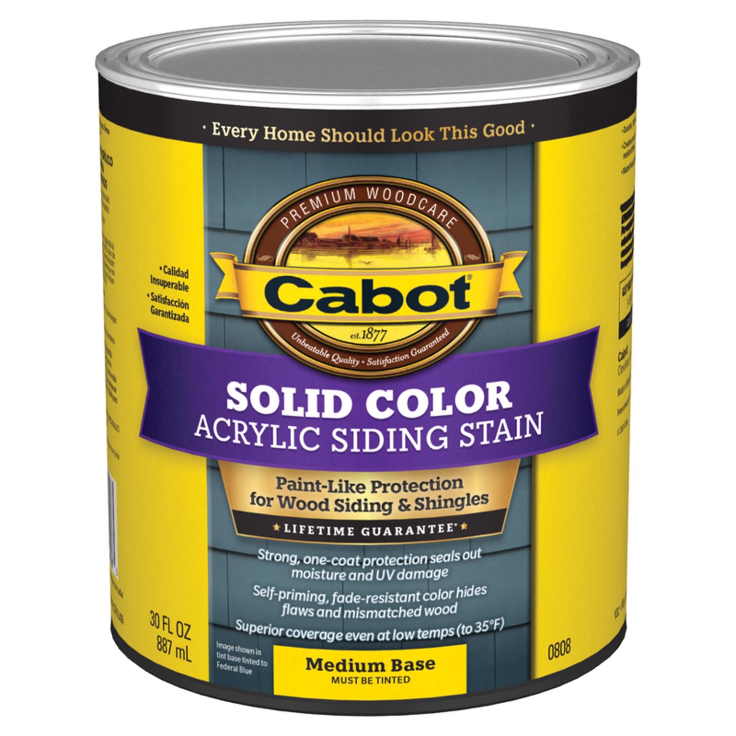Cabot Solid Color Acrylic Siding Solid Tintable Medium Base Acrylic Siding Stain 1 qt - Intensery