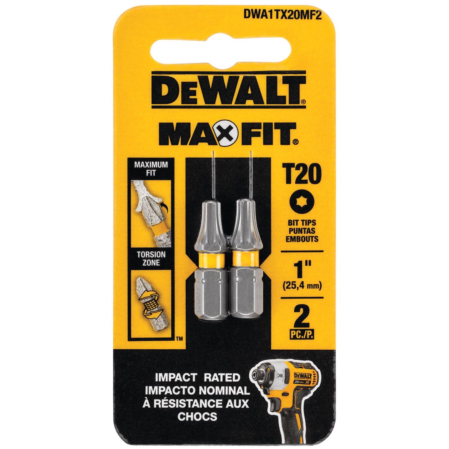 DeWalt Max Fit Torx #20 X 1 in. L Screwdriver Bit Set Steel 2 pk - Intensery