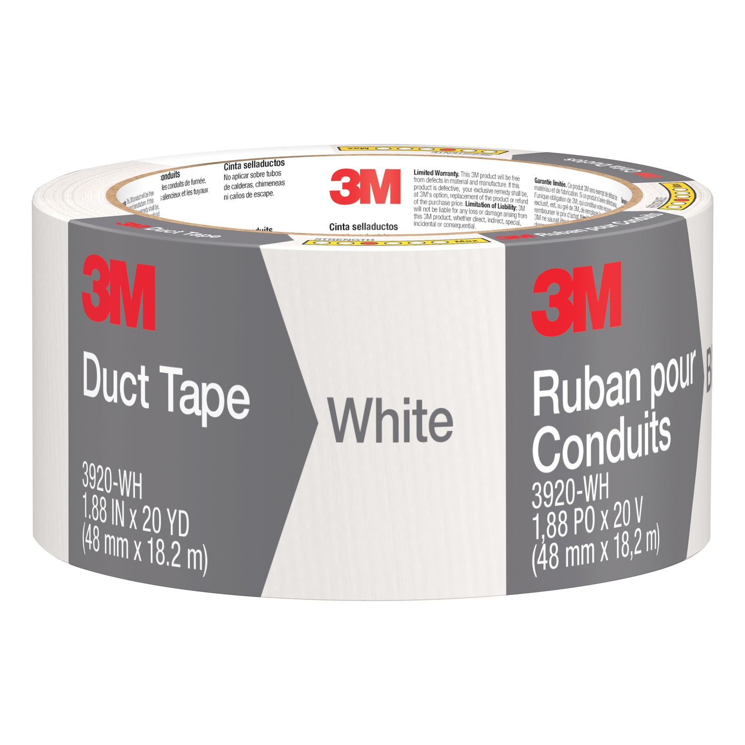 3M Scotch 1.88 in. W X 20 yd L White Solid Duct Tape - Intensery