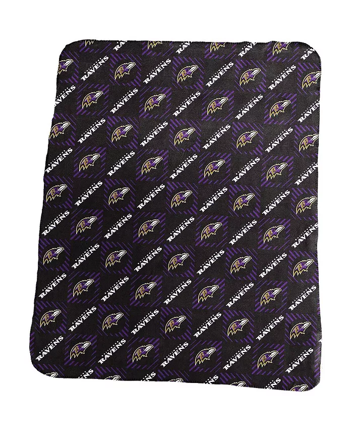 Logo Brands Baltimore Ravens 60'' x 50'' Repeating Pattern Fleece Throw Blanket - Intensery
