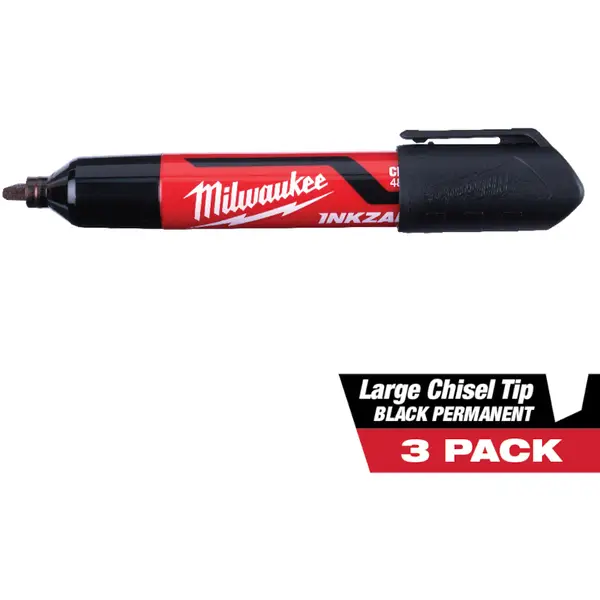 Milwaukee INKZALL 3-Piece Large Chisel Tip Black Marker - Intensery