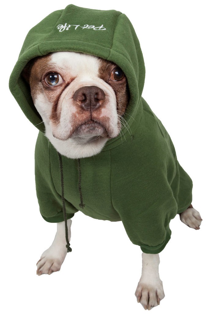Pet Life Fashion Plush Cotton Pet Hoodie Hooded Sweater in Green (X-Small) - Pet Life HD1GNXS - Intensery