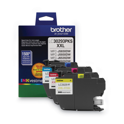Brother LC30293PK INKvestment Super High-Yield Ink， 1，500 Page-Yield， Cyan/Magenta/Yellow - Intensery