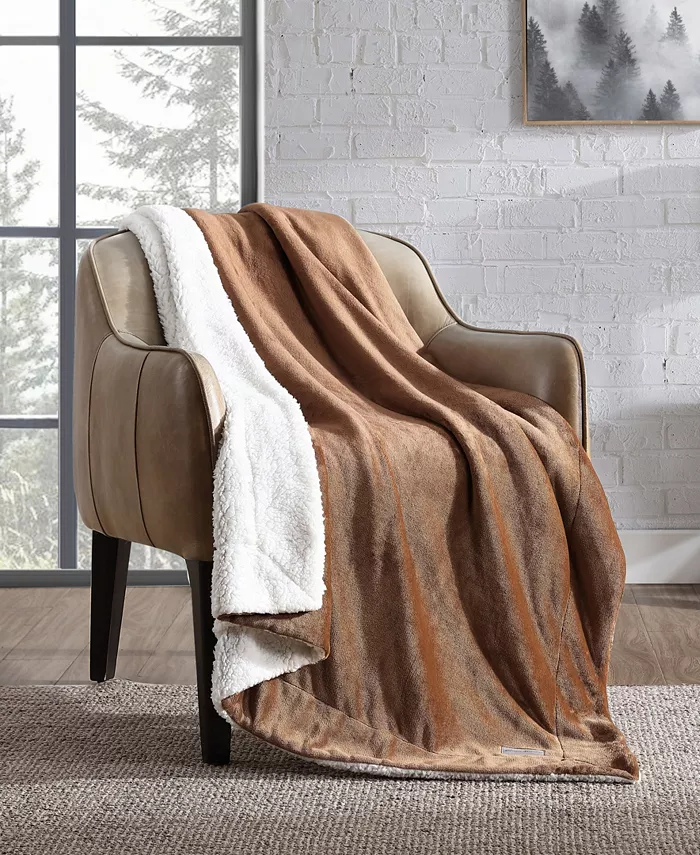 Eddie Bauer Signature Solid Ultra Soft Plush Fleece Reversible Throw， 60