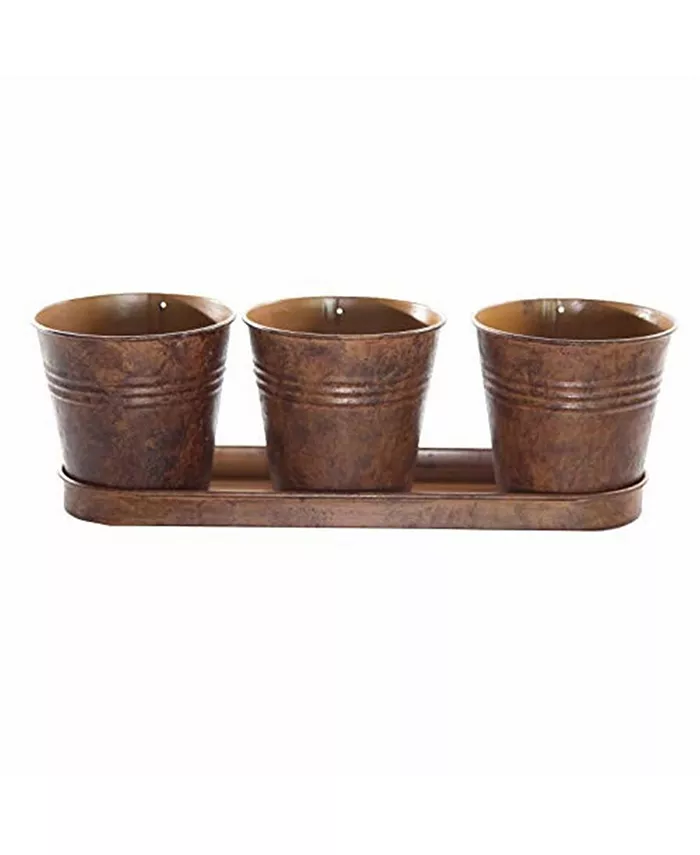 Gardener's Select Farmhouse Collect. Round Pot Tray Set， Rusty - Intensery