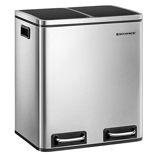 SONGMICS Silver Step Trash Can with 2 Bucket - Intensery