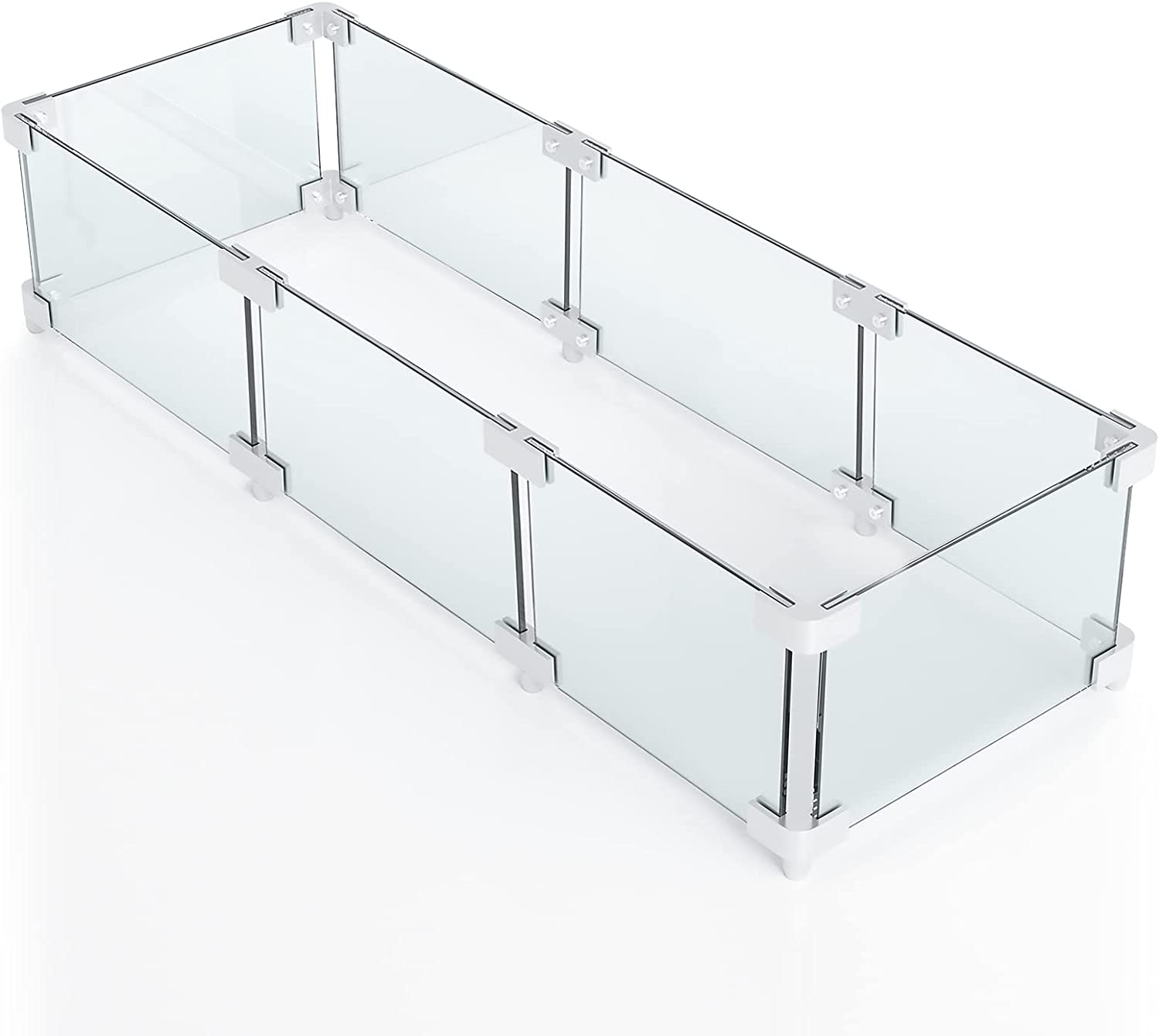 Rectangle Fire Pit Glass Wind Guard, 41.7 x 17.9 x 6 inch, Thick 6/25'' Heat-Resistant Tempered Glass Guard - Intensery