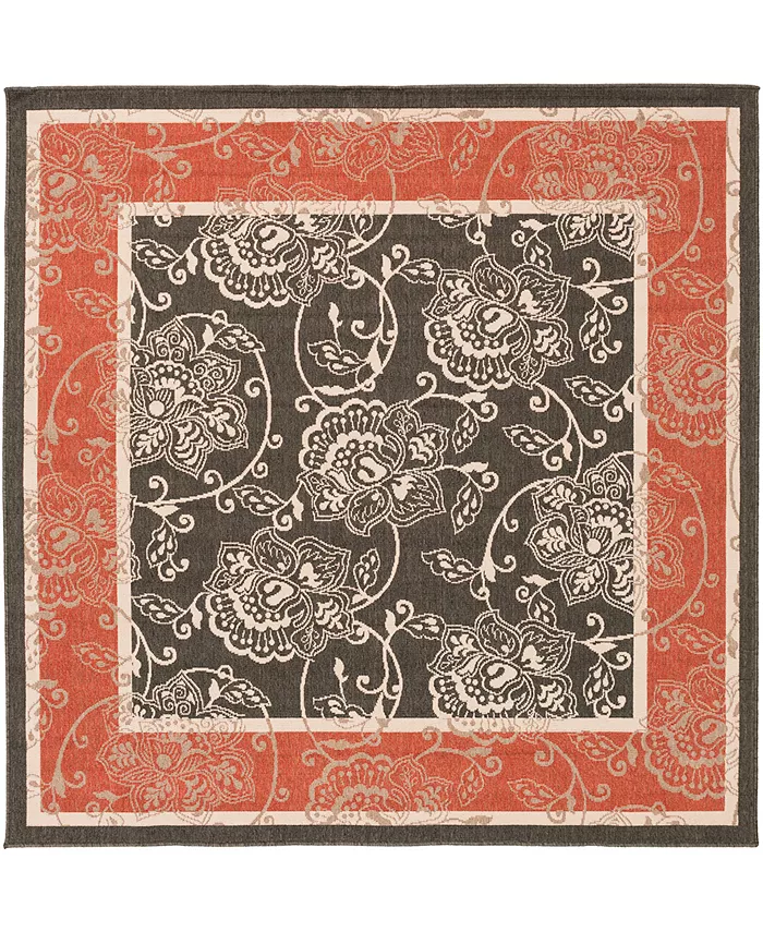 Surya Alfresco ALF-9592 Black 6' x 9' Area Rug， Indoor Outdoor - Intensery