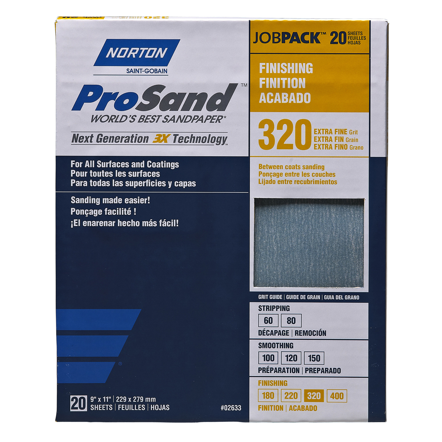 Norton ProSand 11 in. L X 9 in. W 320 Grit Aluminum Oxide Sandpaper 20 pk - Intensery