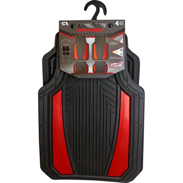 Custom Accessories 4-Piece Black-Red Anodized Sport Floor Mats - Intensery