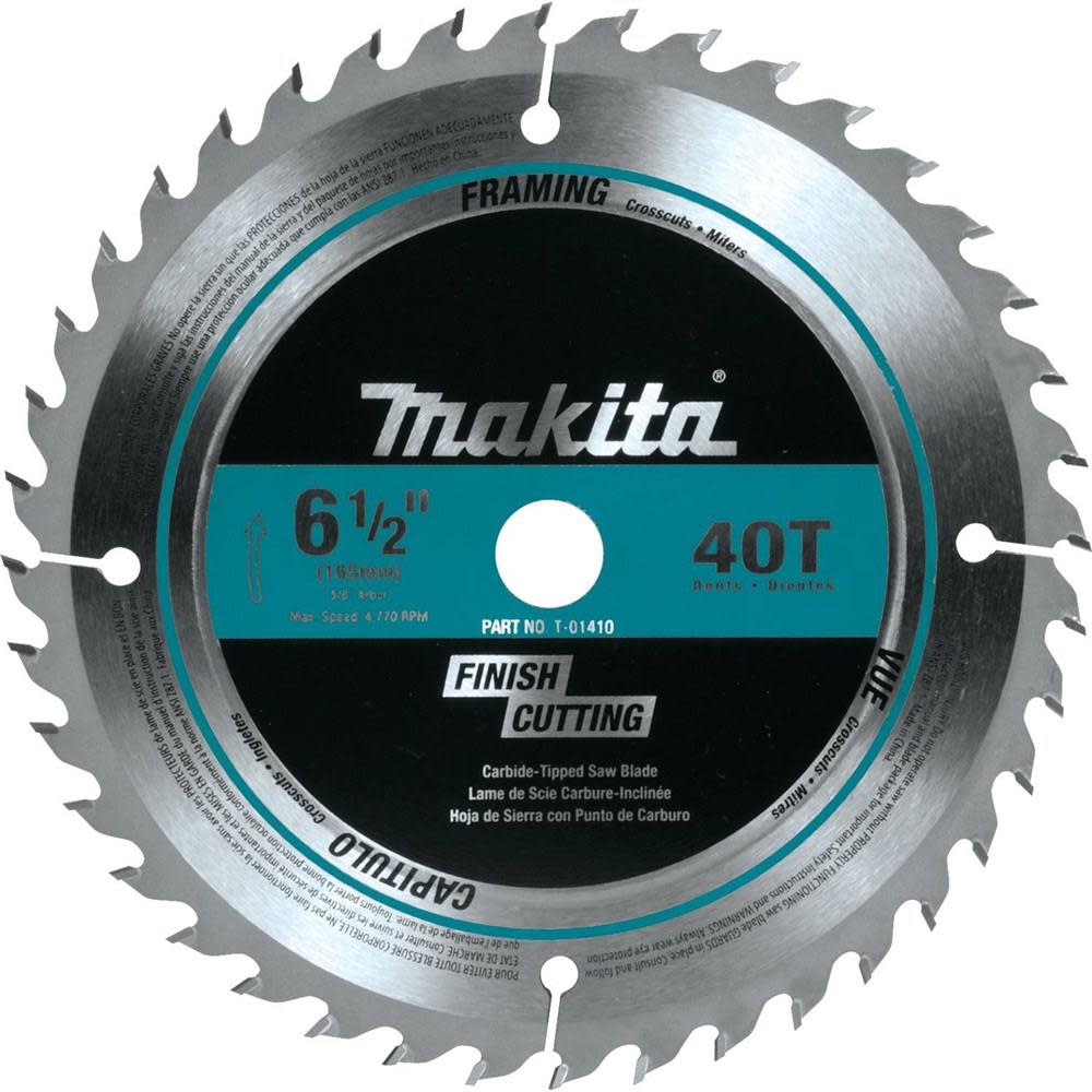 Makita 6-1/2 in. 40T Carbide-Tipped Circular Saw Blade T-01410 from Makita - Intensery