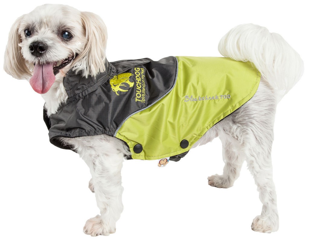 Touchdog Subzero-Storm Waterproof 3M Reflective Dog Coat w/ Blackshark technology in Olive Green， Black (Small) - Pet Life JKTD2YLSM - Intensery