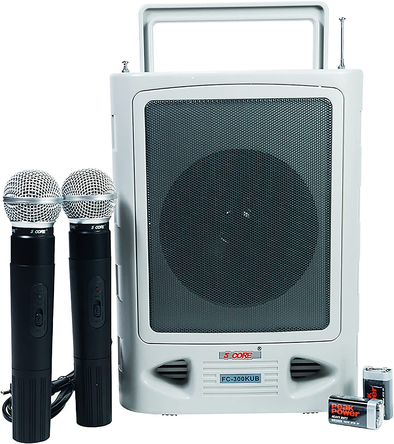 5 Core Karaoke Machine with 2 Wireless Microphones | 43W Rechargeable Portable Wireless PA Speaker System  | Portable Speaker for Parties, Karaoke, An - Intensery