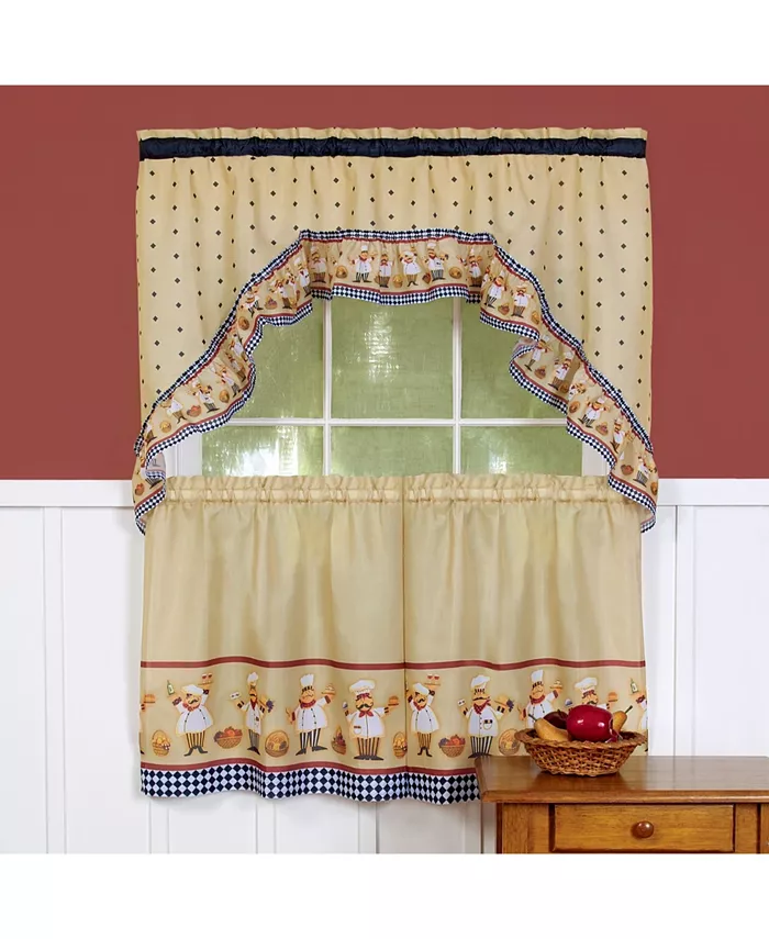 Achim Cucina Printed Tier and Swag Window Curtain Set， 57x24 - Intensery