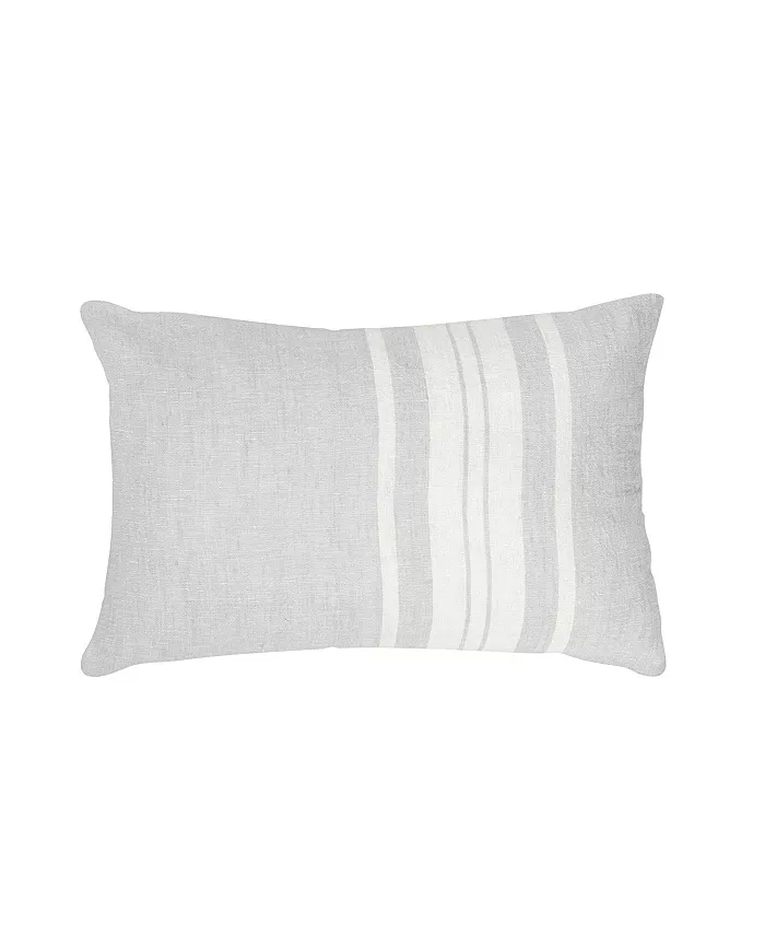 Anaya Home Light Grey Bold Stripes Linen Down Lumbar Pillow - Intensery