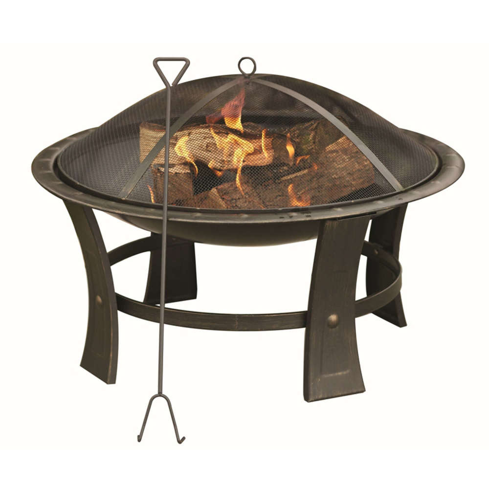 Living Accents Round Wood Fire Pit 29 Bronze Steel - Intensery