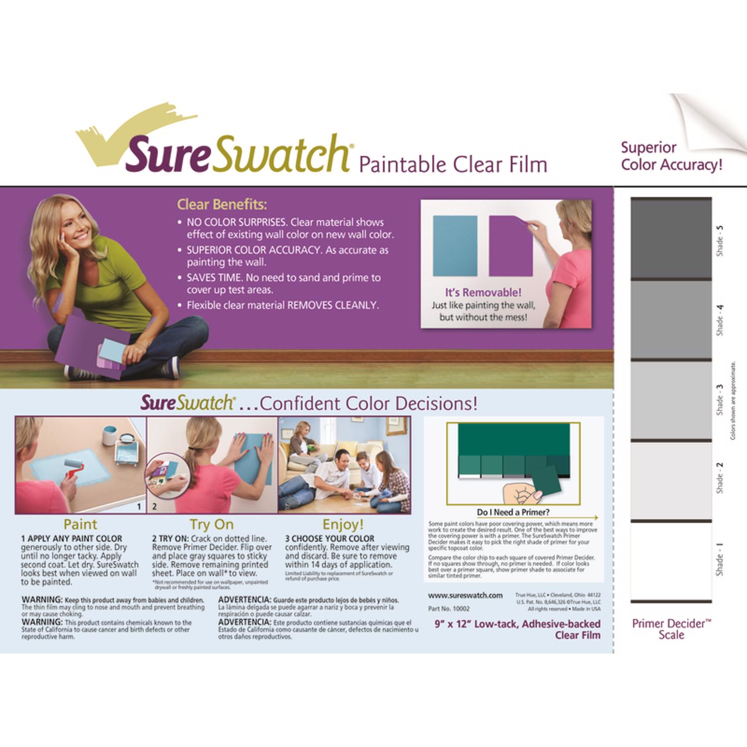 SureSwatch 12 in. W X 9 in. L Plastic Paint \u0026 Stick Paint Samples - Intensery