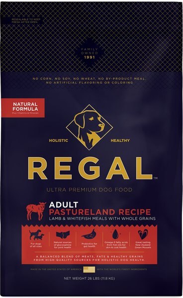 Regal Pet Foods Pastureland Recipe Lamb and Whitefish Meals Whole Grains Dry Dog Food - Intensery