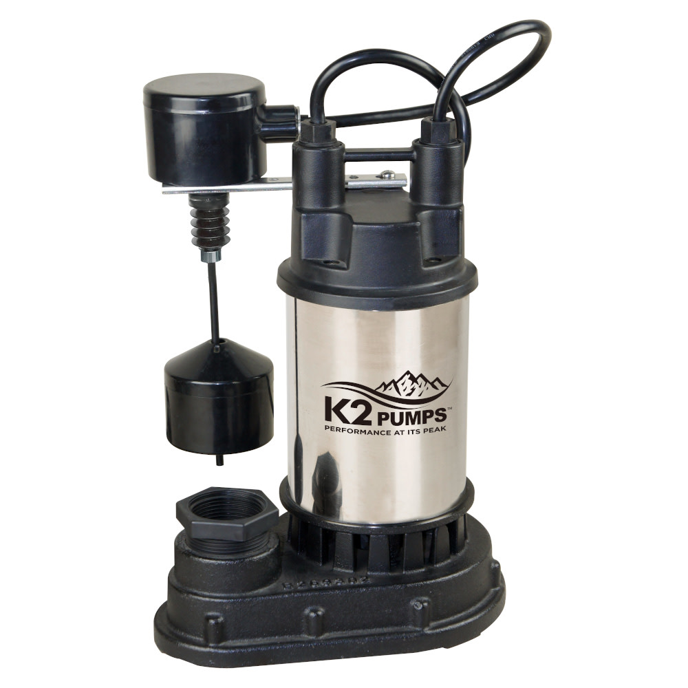 K2 Pumps Sump Pump 1/2 HP Cast Aluminum with Direct-in Vertical Switch - Intensery