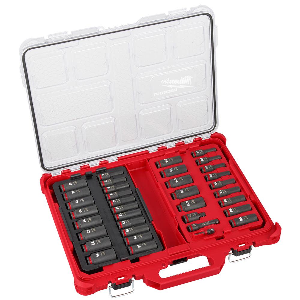 Milwaukee SHOCKWAVE Impact Duty Socket 3/8 Dr 36pc SAE/MM PACKOUT Set 49-66-6805 from Milwaukee - Intensery
