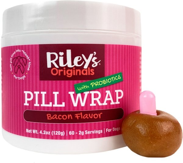 Riley's Originals Delicious Bacon Flavored Pill Wrap Dog Treat， 4.2-oz jar - Intensery