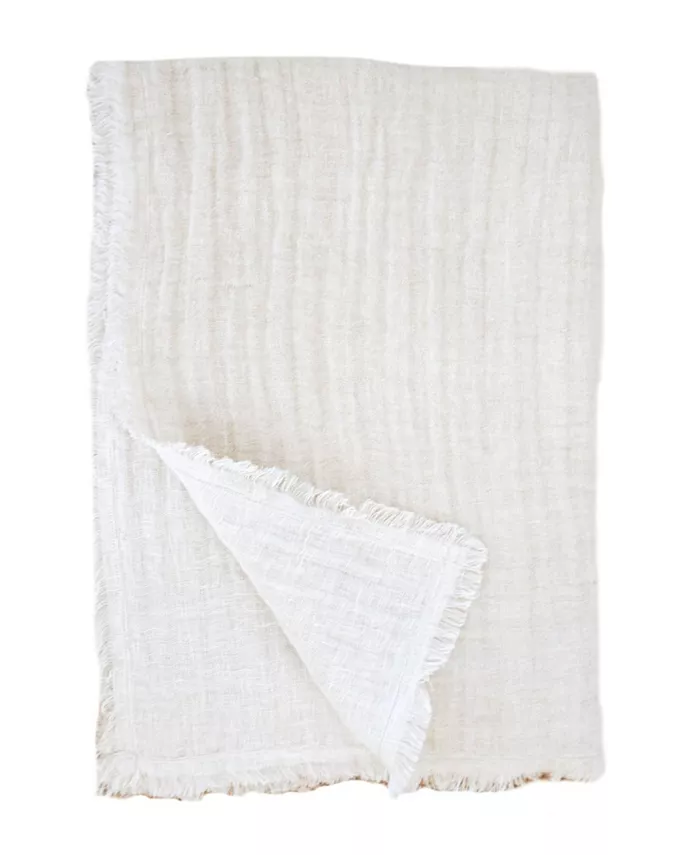 Anaya Home Crinkled Double Weave Linen Throw 80x80 - Intensery