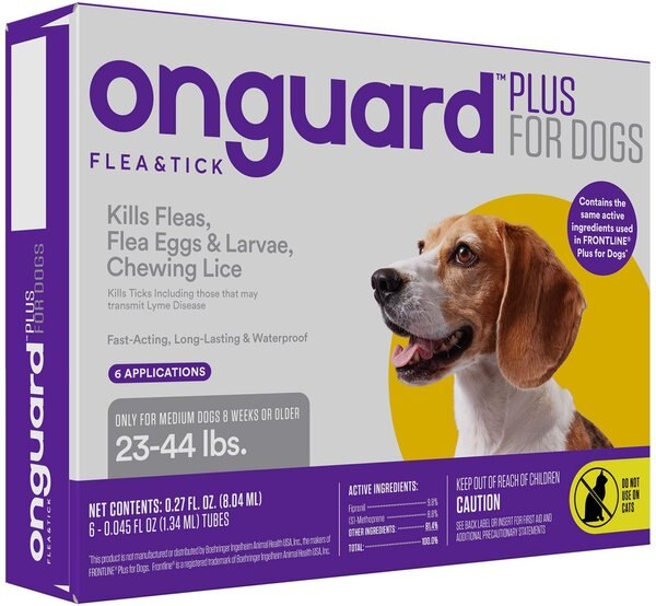Onguard Plus Flea and Tick Spot Treatment for Dogs， 23-44 lbs - Intensery