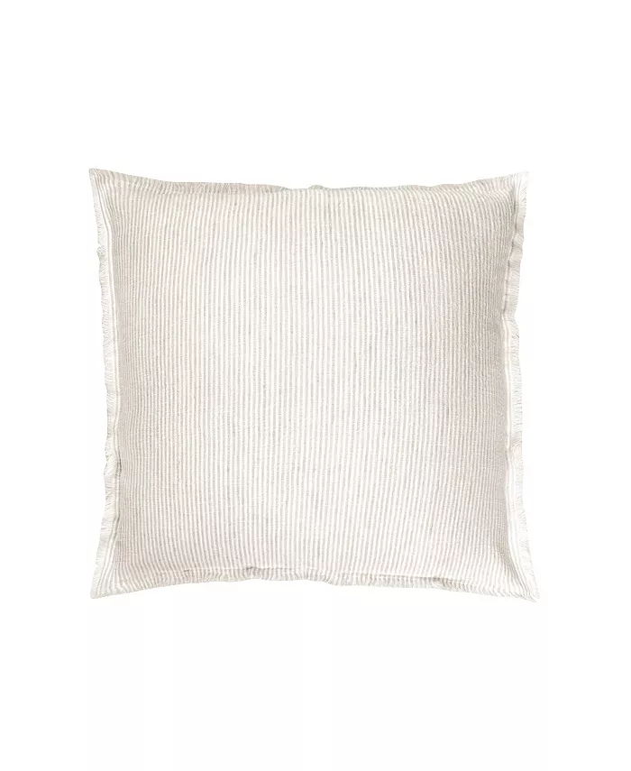 Anaya Home Natural Beige White Striped Linen Down Alternative Throw Pillow - Intensery