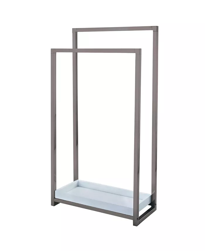 Kingston Brass Pedestal 2-Tier Steel Construction Towel Rack with Wooden Case - Intensery