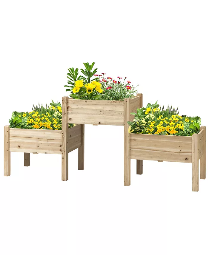Outsunny 4 Tier Raised Garden Bed Freestanding Planter Box for Vegetables Herbs - Intensery