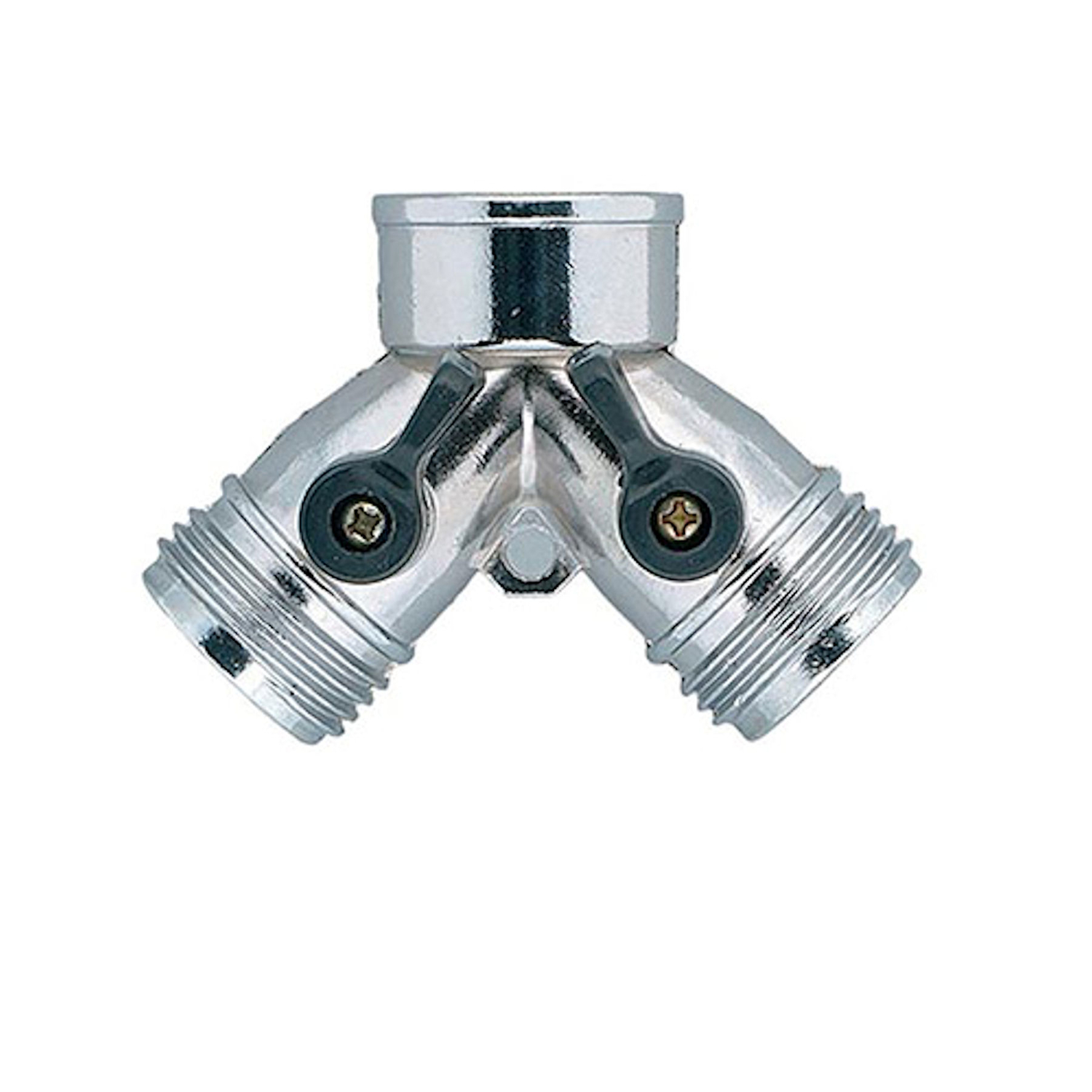Orbit Zinc Threaded 2 Male/1 Female Y-Hose Connector with Shut Offs - Intensery
