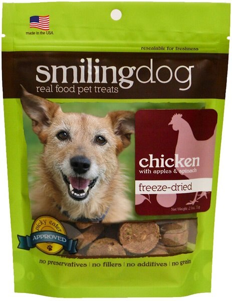 Herbsmith Smiling Dog Chicken with Apples and Spinach Freeze-Dried Dog Treats - Intensery