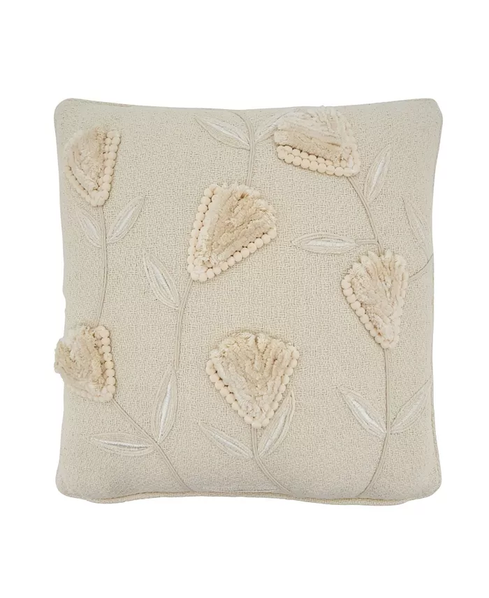 Saro Lifestyle Flower Applique Decorative Pillow， 18