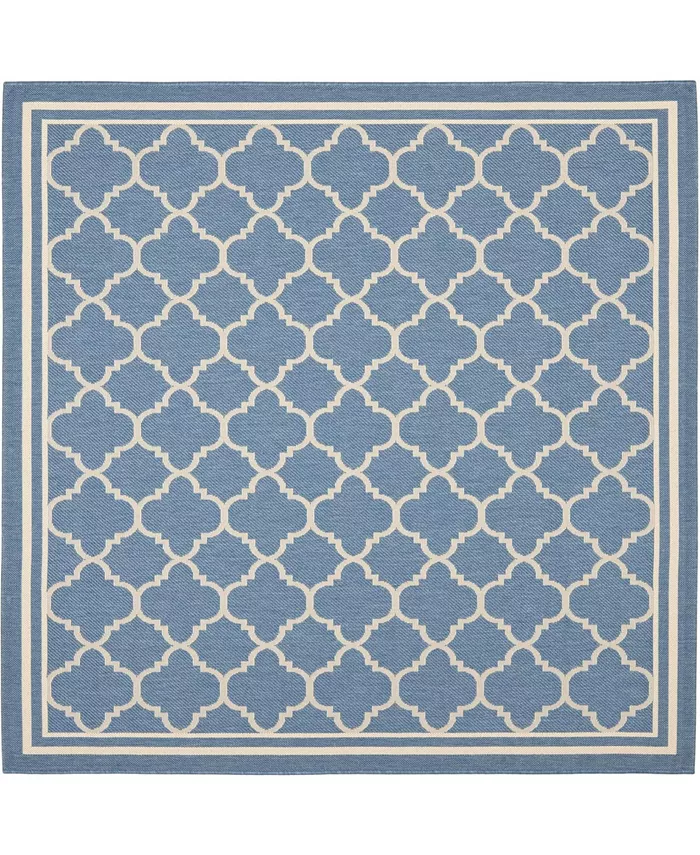 Safavieh Courtyard Blue and Beige 4' x 4' Sisal Weave Square Outdoor Area Rug - Intensery