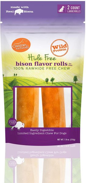 Canine Naturals 7-in Roll Bison Dog Chew Treat， 7.6-oz bag， 2 count - Intensery