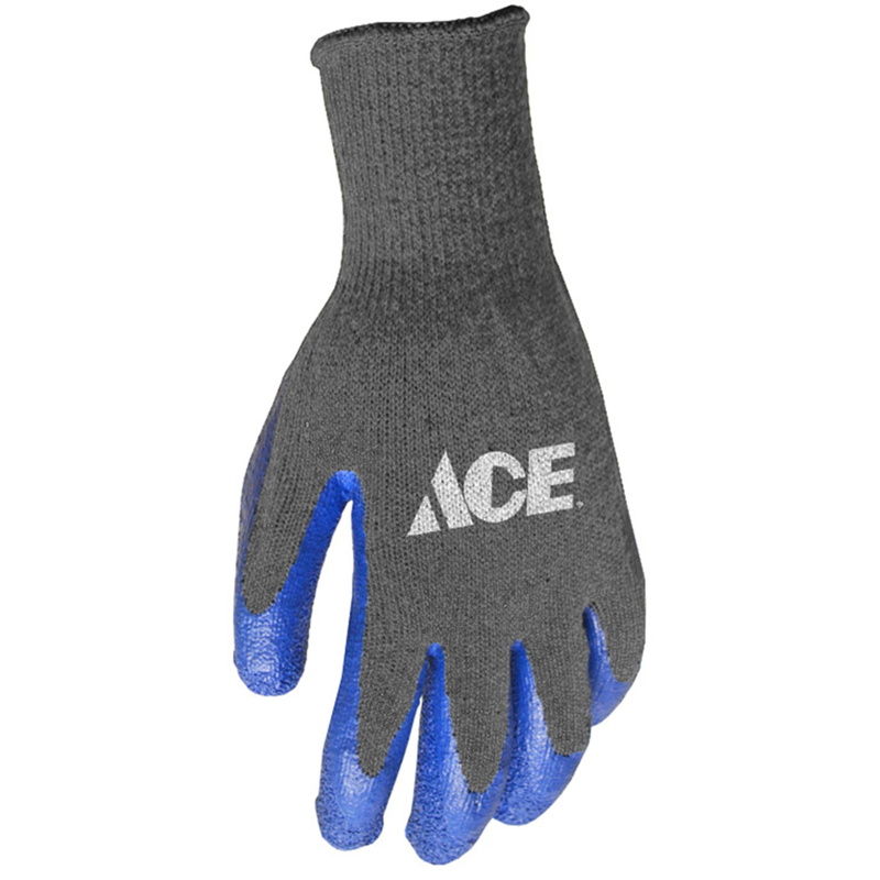 Ace Men\u0027s Indoor/Outdoor Coated Work Gloves Blue/Gray L 3 pk - Intensery