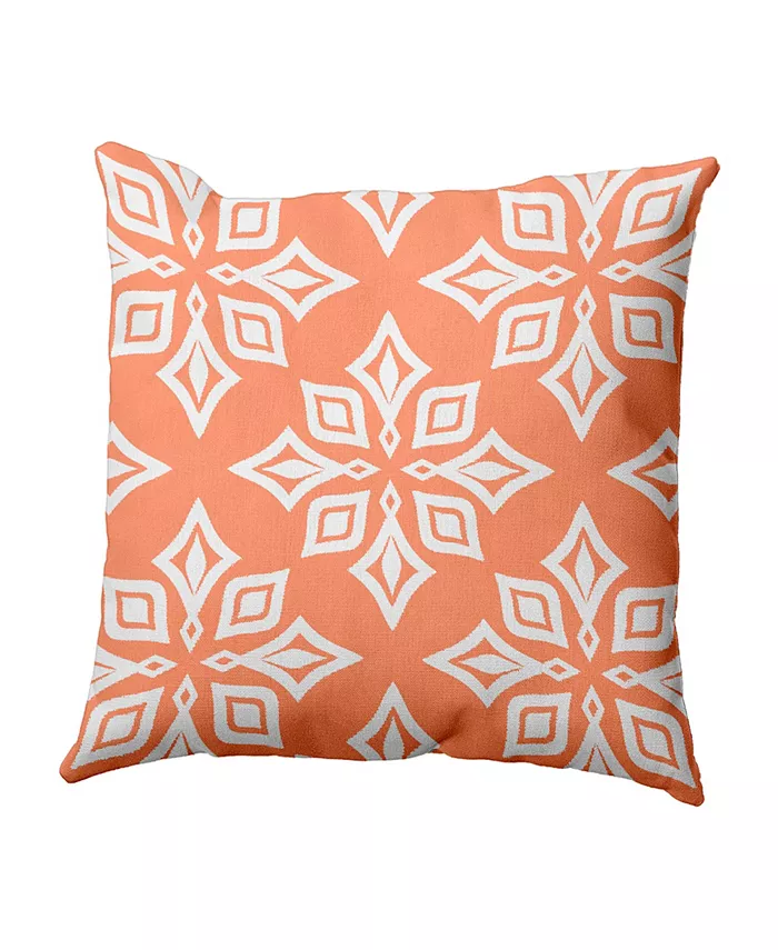 E by Design Beach Star 16 Inch Coral Decorative Geometric Throw Pillow - Intensery
