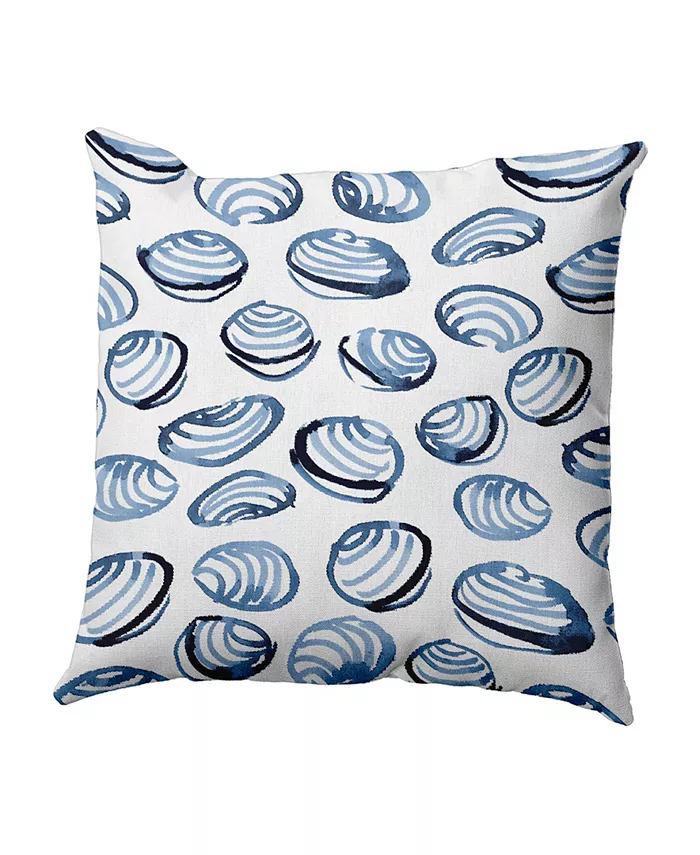 E by Design Clams 16 Inch Blue Decorative Coastal Throw Pillow - Intensery