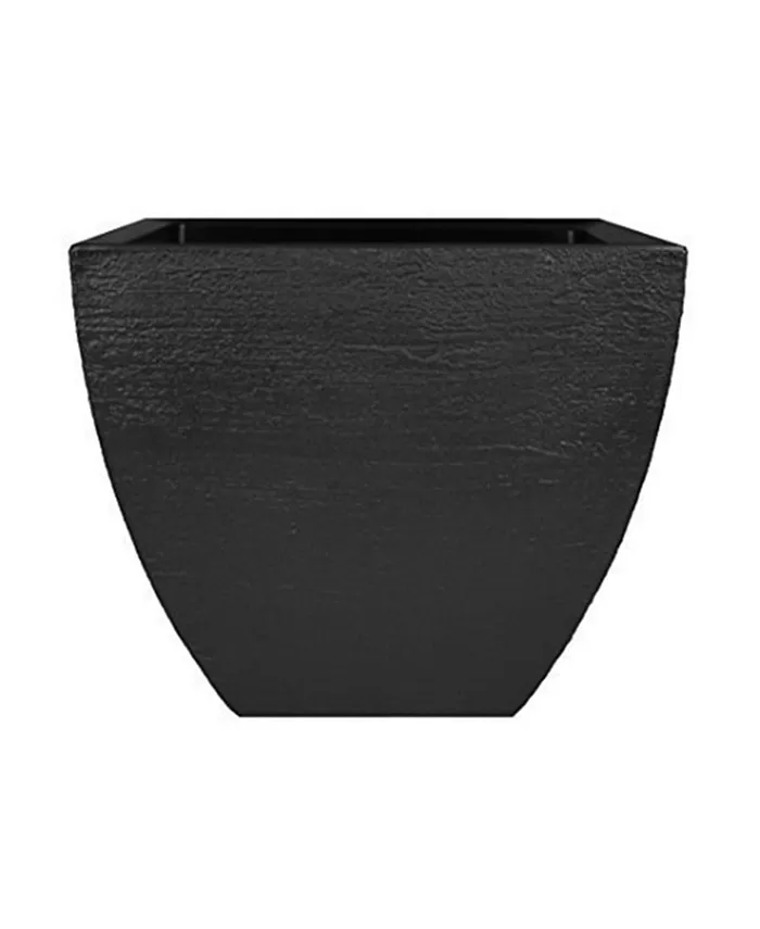 Tusco Products MSQ16BK Modern Planter Short Square Black - 16in x 13in - Intensery