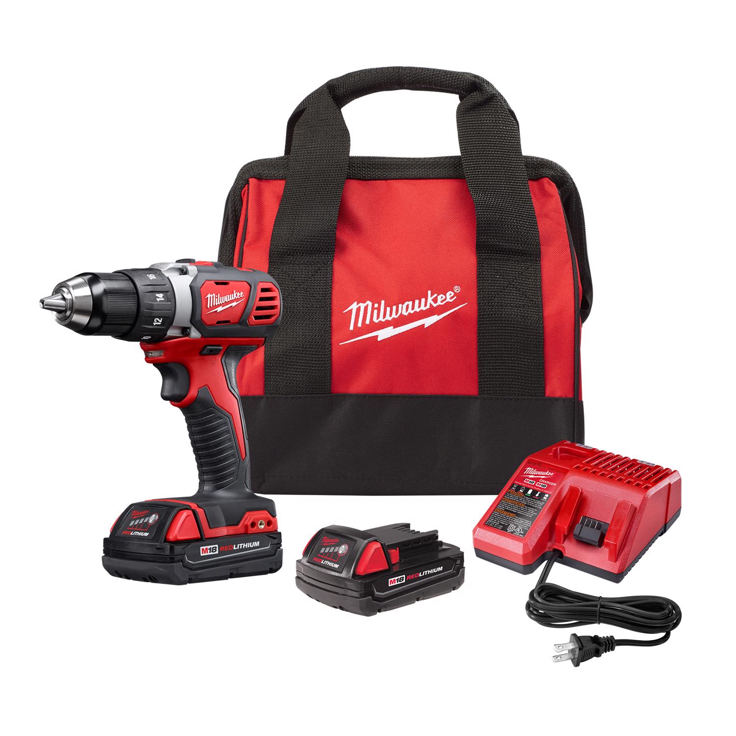 Milwaukee M18 18 V 1/2 in. Brushed Cordless Compact Drill Kit (Battery \u0026 Charger) - Intensery