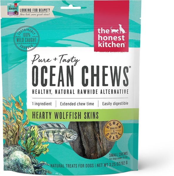 The Honest Kitchen Beams Ocean Chews Wolfish Skins Dehydrated Dog Treats， Small， 3.25-oz bag - Intensery