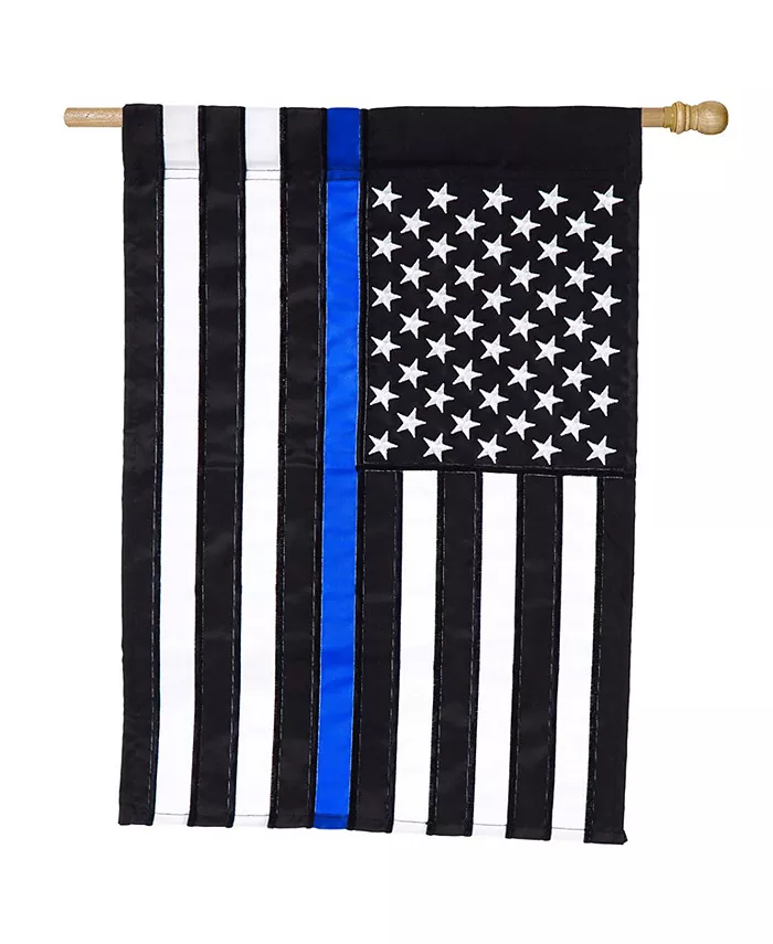 Evergreen Thin Blue Line Applique House Flag 28 x 44 Inches Outdoor Decor for Homes and Gardens - Intensery