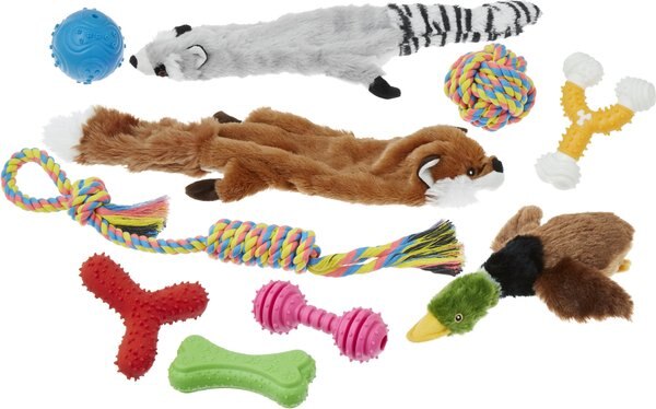 Frisco Forest Friends Plush， Rope and TPR Variety Pack Dog Toy - Intensery