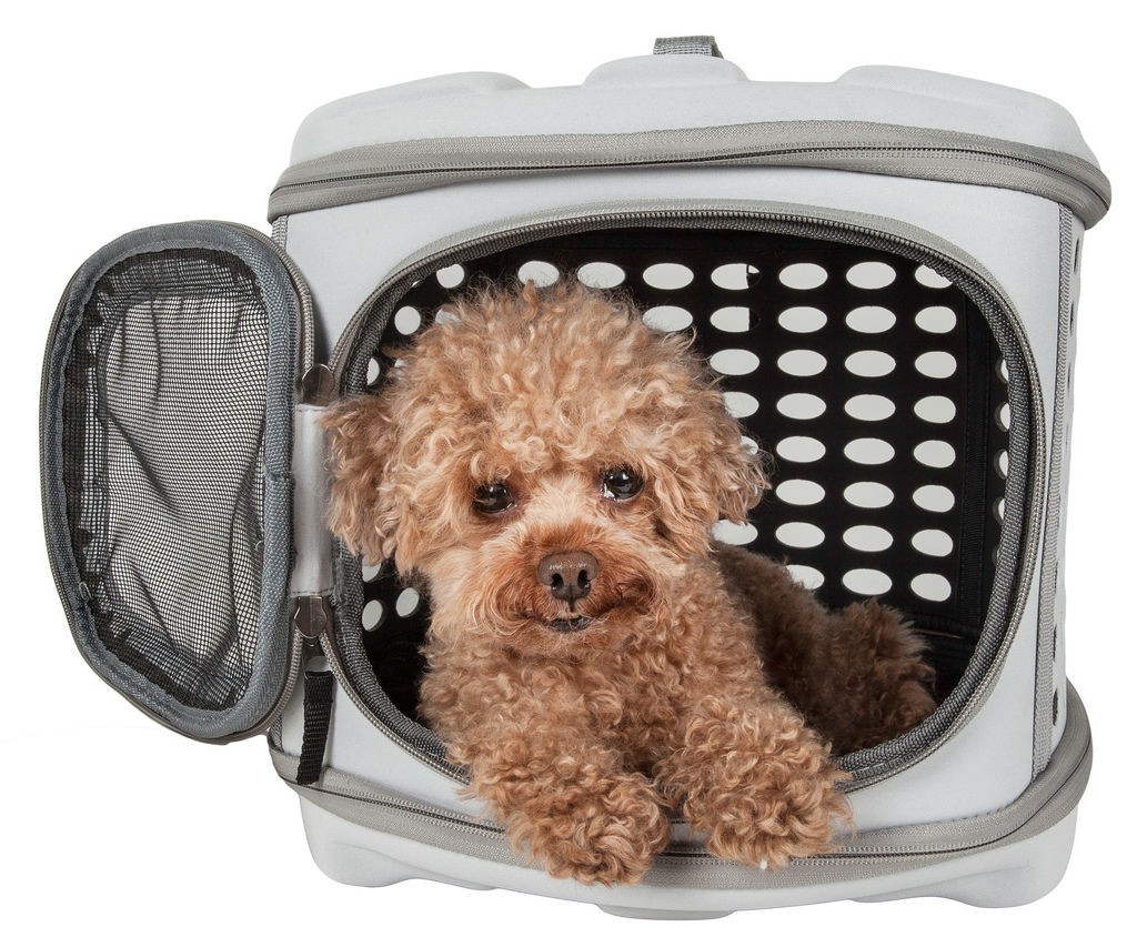 Pet Life Circular Shelled Perforate Lightweight Collapsible Military Grade Transporter Pet Carrier in Light Grey (One Size) - Pet Life B33GYMD - Intensery