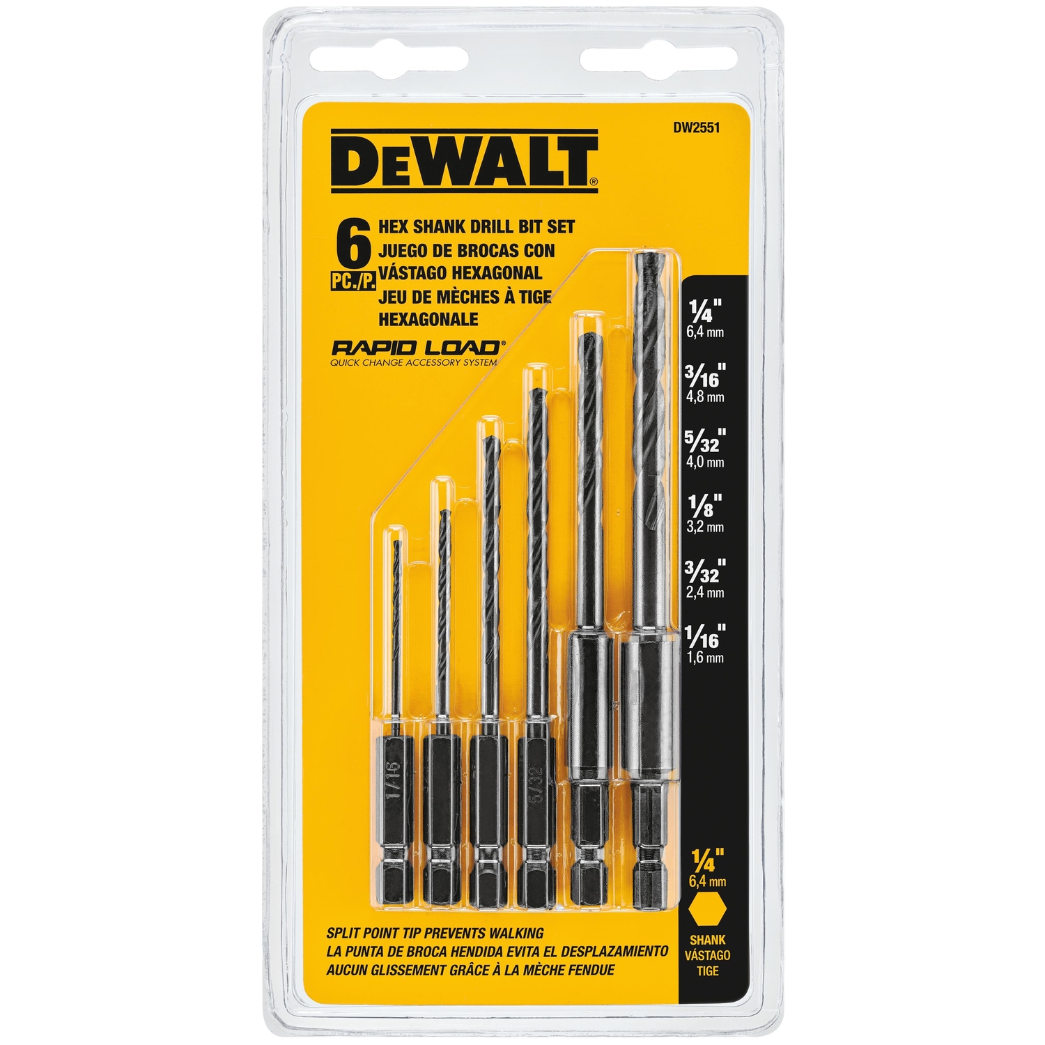 DeWalt Rapid Load Black Oxide Drill Bit Set 6 pc - Intensery