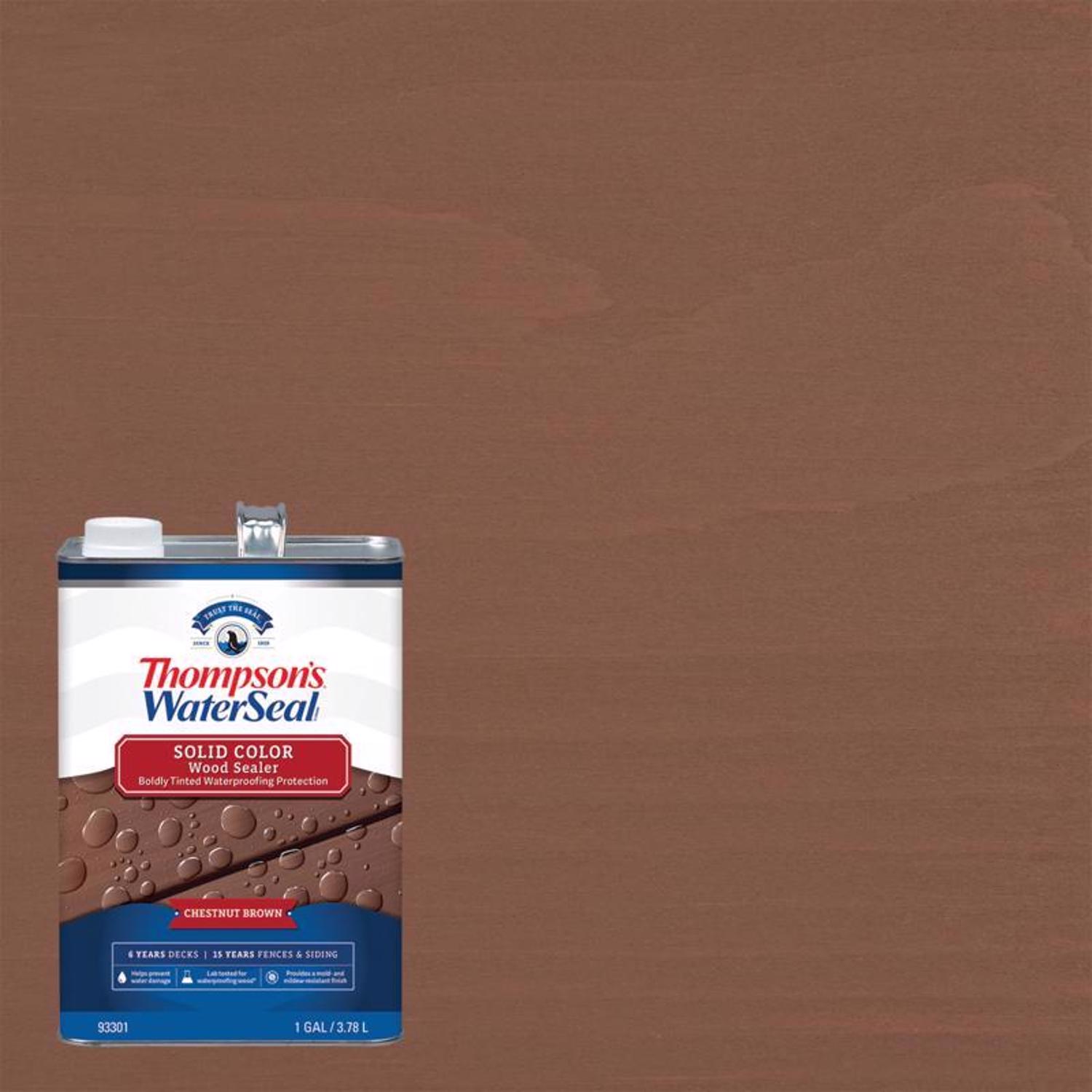 Thompson\u0027s WaterSeal Wood Sealer Solid Chestnut Brown Waterproofing Wood Stain and Sealer 1 gal - Intensery