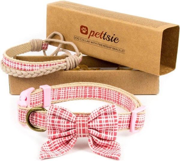 Pettsie Cotton Bow Tie Standard Dog Collar - Intensery