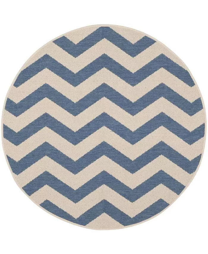 Safavieh Courtyard Blue and Beige 4' x 4' Sisal Weave Round Outdoor Area Rug - Intensery