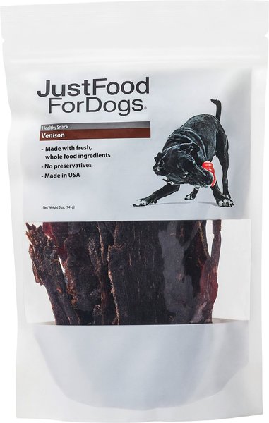 JustFoodForDogs Venison Dehydrated Dog Treats， 5-oz bag - Intensery